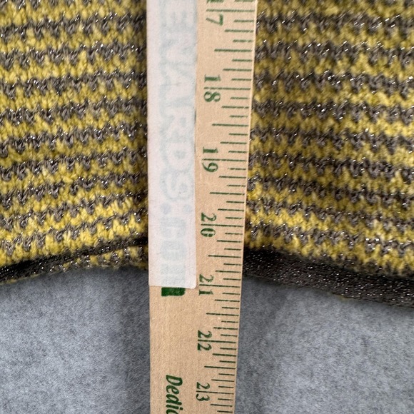 MOTH Anthropologie Cardigan Womens M Yellow Stripe Puff Sleeve Button Sweater - Picture 7 of 9